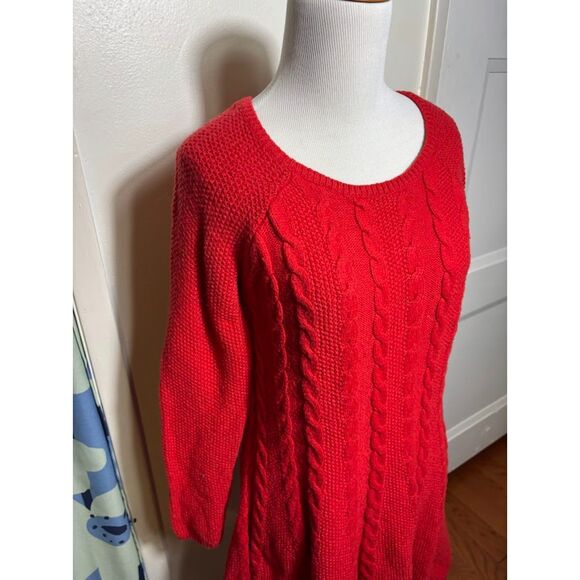Hollister y2k fit & flare sweater dress Cable knit mini Large Holiday Christmas - Picture 3 of 4